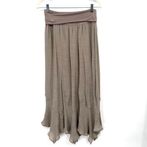 Fold over waist fairycore broomstick fairy maxi skirt boho cottagecore taupe S
